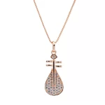 925 Sterling silver pipa inlaid with zircon chain pendant necklace-1