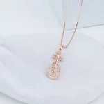 925 Sterling silver pipa inlaid with zircon chain pendant necklace