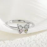 925 sterling silver color butterfly adjustable ring