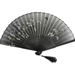 Black Flower Folding Hand Fan-1