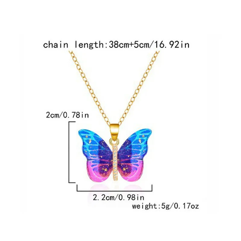 Colorful Butterfly Chain Necklace Pendant-1