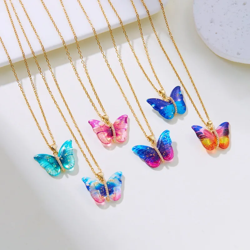 Colorful Butterfly Chain Necklace Pendant