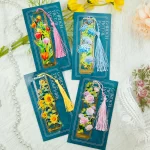 Metal hollow flower tassel bookmark-3
