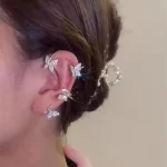 No Piercing Rhinestone Butterfly Ear Cuffs Clip earring-2