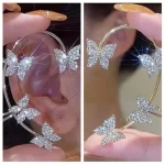 No Piercing Rhinestone Butterfly Ear Cuffs Clip earring-4