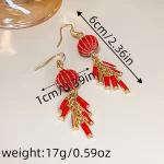 Red Lantern Firecracker Dangle Earrings-1