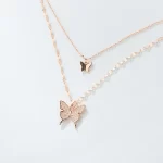 925 pure silver double-layer butterfly chain pendant necklace