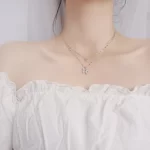 925 pure silver double-layer butterfly chain pendant necklace-2