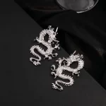 Trendy Punk Dragon Stud Earrings-2