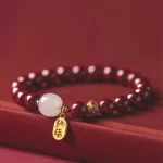 Imitation Cinnabar Red Nafu Glass Bead Bracelet-1