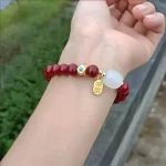 Imitation Cinnabar Red Nafu Glass Bead Bracelet
