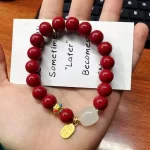 Imitation Cinnabar Red Nafu Glass Bead Bracelet-2