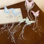 2pcs Cute Butterfly Hair Clips with Long Tassels