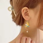 Asymmetric Cute Moon Rabbit Earrings-1