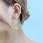 Asymmetric Cute Moon Rabbit Earrings-2