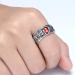 Attracting Wealth Garnet Pixiu and Toad Ring-1
