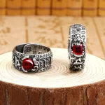 Attracting Wealth Garnet Pixiu and Toad Ring