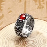 Attracting Wealth Garnet Pixiu and Toad Ring-2