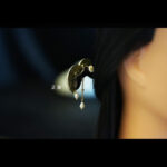 Blue Double Fan Sandalwood Hairpin-2
