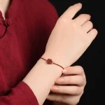 Cinnabar Lucky Four-Leaf Clover Woven Bracelet