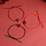 Cinnabar Lucky Four-Leaf Clover Woven Bracelet-2