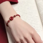 Cinnabar Ping An Buckle Woven Rope Adjustable Bracelet-2