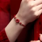 Cinnabar Ping An Buckle Woven Rope Adjustable Bracelet-3