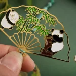 Cute Panda Hollowed-out Fan Bookmark-1