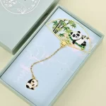 Cute Panda Hollowed-out Fan Bookmark-2