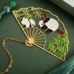 Cute Panda Hollowed-out Fan Bookmark-3