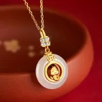 Cute Snake Imitating Hotan Jade Ping An Buckle Pendant-3
