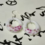 Flower Patterned Ceramic Ring Earrings-1