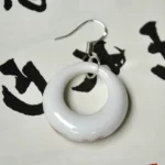 Flower Patterned Ceramic Ring Earrings-3