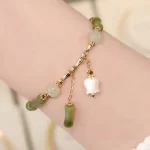 Golden Bamboo Lily of the Valley Magnetic Bracelet