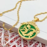 Golden Dragon Ping An Buckle Pendant Necklace-1
