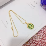 Golden Dragon Ping An Buckle Pendant Necklace-2
