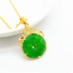 Golden Dragon Ping An Buckle Pendant Necklace-3