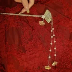Golden Fan Hairpin with Apricot Leaf Tassel-3