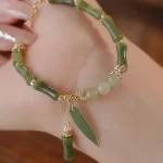Green Bamboo and Leaf Bracelet-1