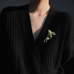 Green Lotus Leaf And Flower Brooch-1