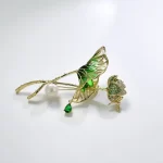 Green Lotus Leaf And Flower Brooch-2