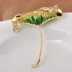 Green Lotus Leaf Water Droplet Brooch-2