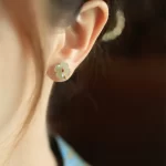 Imitation Hotan Jade Four Leaves Clover Studs Earrings-1