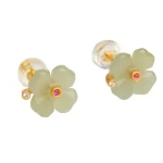 Imitation Hotan Jade Four Leaves Clover Studs Earrings-3
