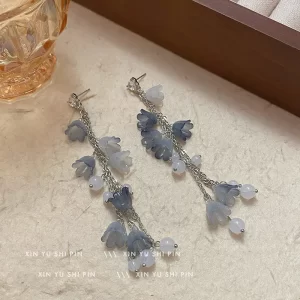 Lily of the Valley Flower Long Pendant Earring Stud