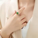 Lotus Jade Bead Opening Adjustable Ring-1