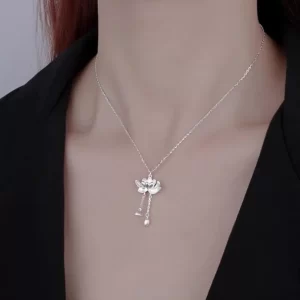 Minimally Designed Lotus Tassel Necklace