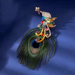 Multicolour Peacock Inlaid Crystal Brooch