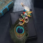 Multicolour Peacock Inlaid Crystal Brooch-2