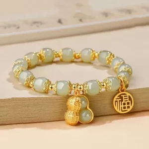 Peanut Bead Bracelet with Chinese Fu Character